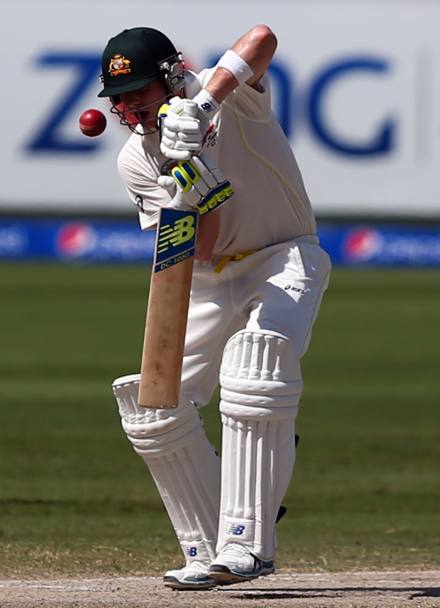Dubai, EAU: l&#39;australiano Steve Smith in una fase di gioco contro la nazionale pakistana di cricket (Afp)